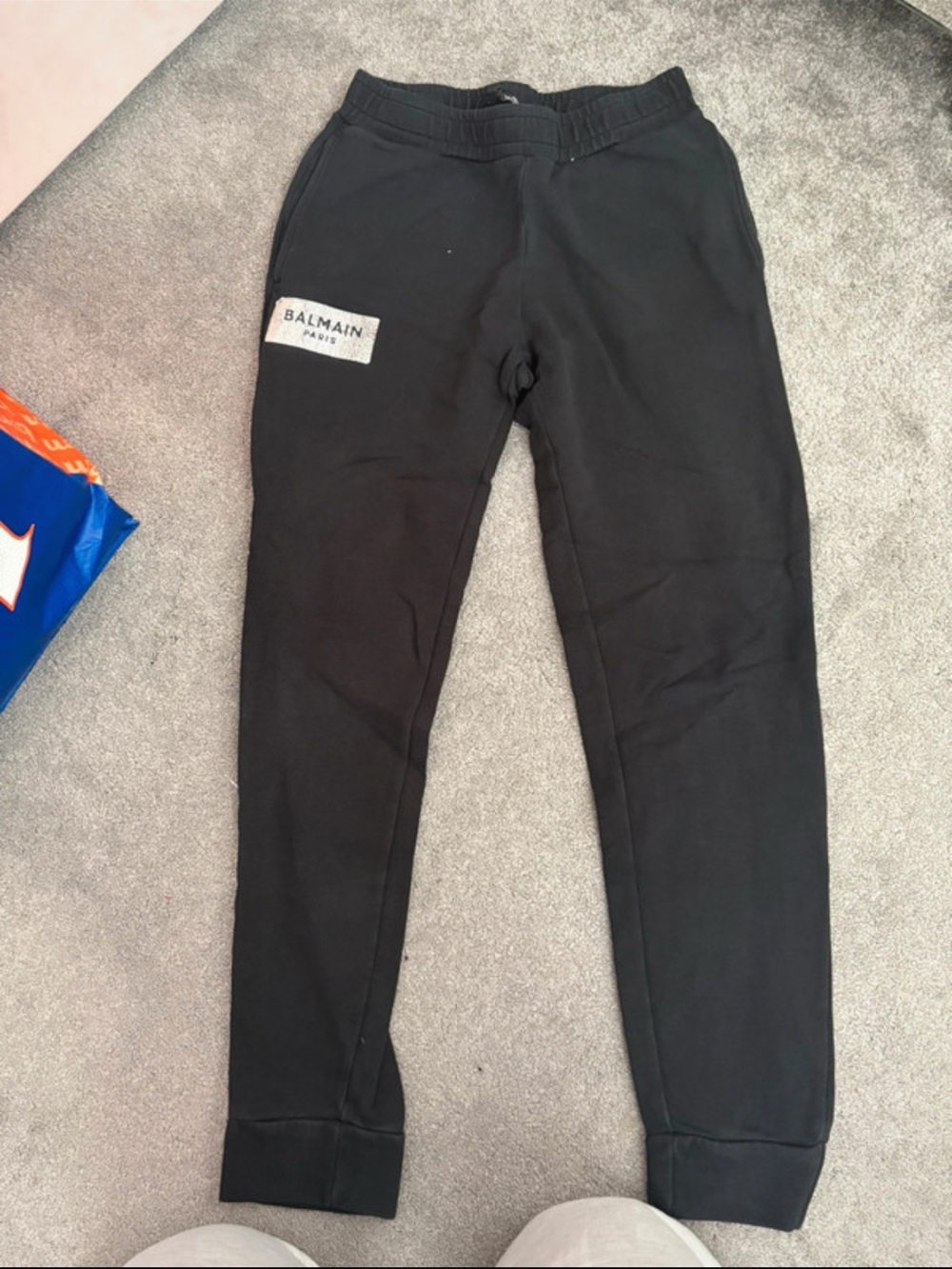 Balmain Kids Black Sweat Joggers with Logo Patch